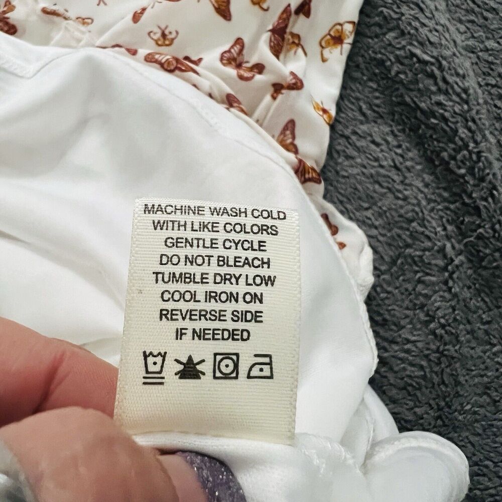 Ultra Flirt Y2K Butterfly Midi Dress Size Medium Sheer White Brown Ruffle Lined - Picture 11 of 15